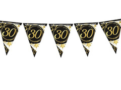Fekete zászlós banner 30. születésnapra - 300 cm - 1 db.