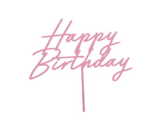 Boldog születésnapot tortadísz rózsaszín - 16,5 x 18 cm - 1 db.