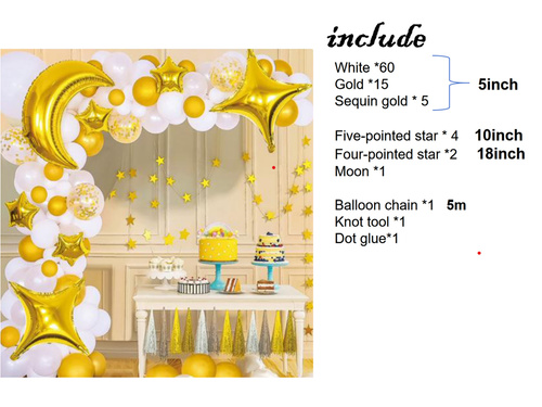 Léggömb készlet lufi girlandhoz fehér és arany - 87 db.