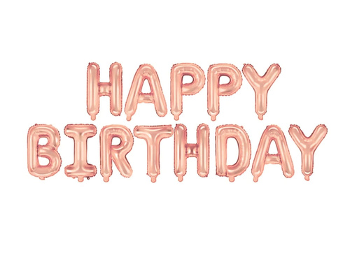 Boldog születésnapot fólia léggömb - rózsa arany