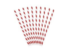 Fehér és piros csöves szívószálak - 10 db.