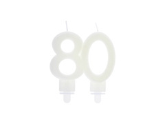 Fluoreszkáló 80. születésnapi gyertya - 9 cm - 1 db.