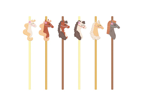 Születésnapi szívószálak lovak - 19,5 cm - 6 db.