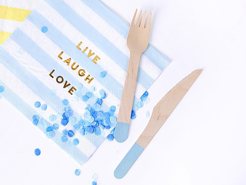 Kék fa evőeszközkészlet - 18 darab.