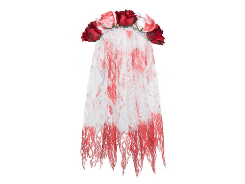 Fejpánt véres fátyollal és rózsákkal - 1 db.