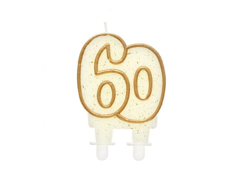 60. születésnapi gyertya arany peremmel - 1 db.