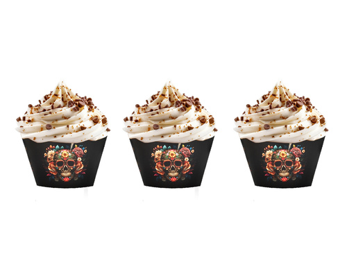 Dia de los muertos cupcake tokok - 6 db.