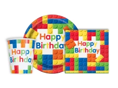 Csészék + tányérok + papírszalvéta készlet születésnapi Cloches - 32 db.