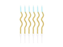 Spirális születésnapi gyertyák arany és kék - 6 db.