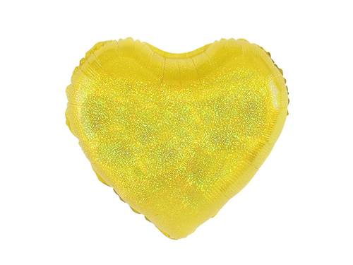 Arany holografikus szív fólialufi - 46 cm - 1 db.