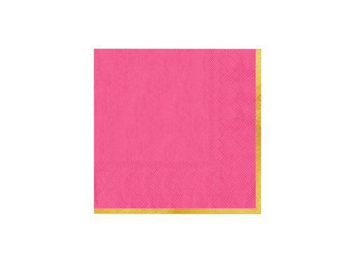 Csészék + szalvéták + papírtányérok rózsaszín, arany peremmel - 22 db.