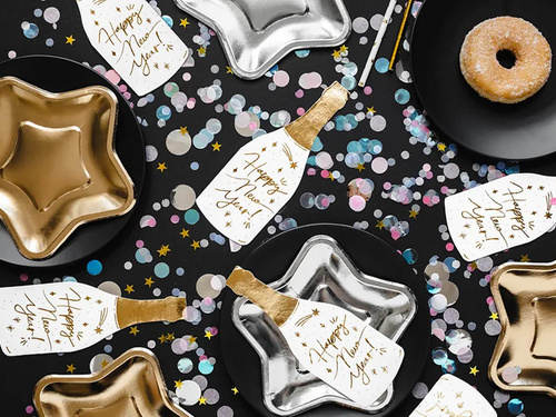 Pezsgős Boldog új évet szalvéták - 7 x 19 cm - 20 db.