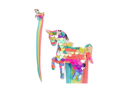 Holografikus flitteres egyszarvú hajhosszabbítás - lányoknak