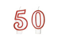 Számgyertyák piros peremmel - 50 - ötven - 2 db.