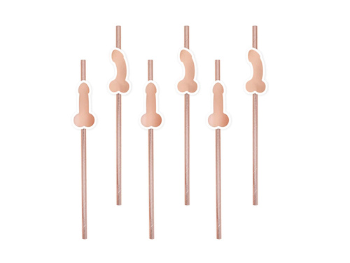 Pénisz szívószálak leánybúcsúra rózsaszín arany - 8 db.