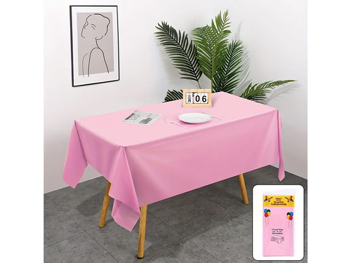 Asztalterítő szett + poharak + szalvéták + papírtányérok rózsaszín - 45 db.