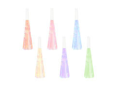 Trombitasípok kibontva, színes rojtokkal - 6 db