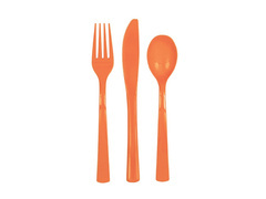 Narancssárga műanyag evőeszközök - 18 db.