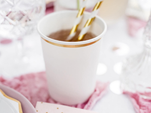 Fehér papírpoharak arany peremmel - 260 ml - 6 db.