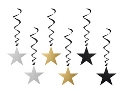 Akasztós dekorációs malac csillagok - 6 db.