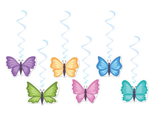 Születésnapi függő dekoráció Pillangók - 6 db.