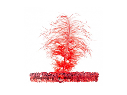 Retro piros tollas fejpánt tollal - 1 db.