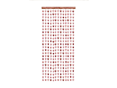 Szívek függönye metál rózsaszín arany - 100 x 245 cm