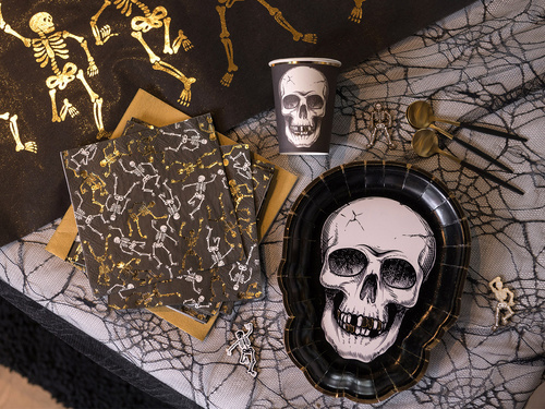 Halloween papírtányér - Koponya - 19 x 25 cm - 10 db.