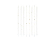 Hosszú fehér és arany születésnapi gyertyák - 15 cm - 8 db.