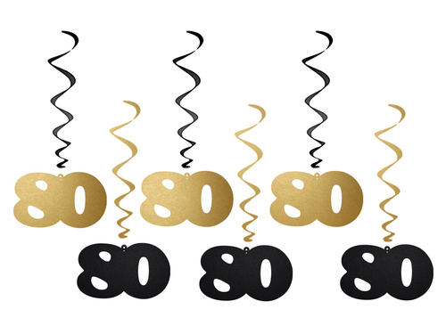 Függődísz disznók 80. születésnap - 6 db.