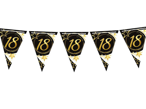 Fekete zászlós banner 18. születésnapra - 300 cm - 1 db.