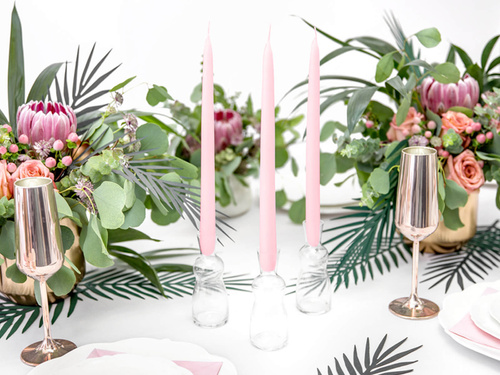 Világos rózsaszín kúpgyertya - 24 cm - 10 db.