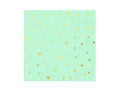 Menta szalvéták arany csillagokkal - 33 cm - 10 db.