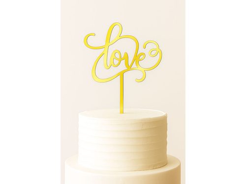 Arany tükör plexi tortabevonó Love - 16 cm