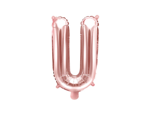 Fólia lufi 'U' betű rózsaszín és arany - 35 cm
