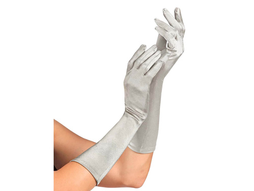 Ezüst farsangi kesztyű - 40 cm