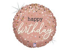 Boldog születésnapot rózsaszín arany fólialufi - 46 cm - 1 db.