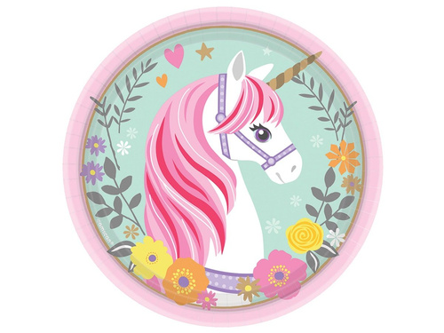 Magic Unicorn születésnapi papírtányér - 18 cm - 8 db.