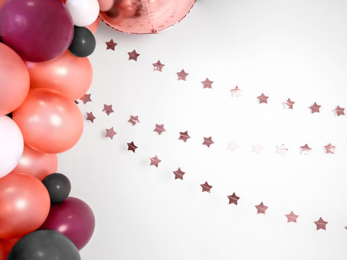 Lobogó füzér Csillagok rózsaszín arany - 360 cm - 1 db.