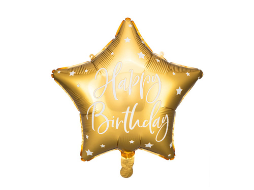 Boldog születésnapot arany csillag fólialufi - 40 cm - 1 db.