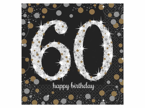 60. születésnapi szalvéták - 33cm - 16 db.