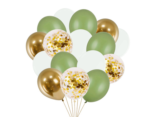 Zöld és arany lufi készlet - 16 db.