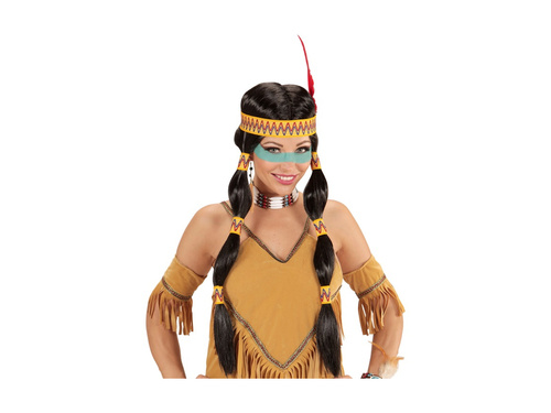 Squaw indián paróka fejpánttal és tollal