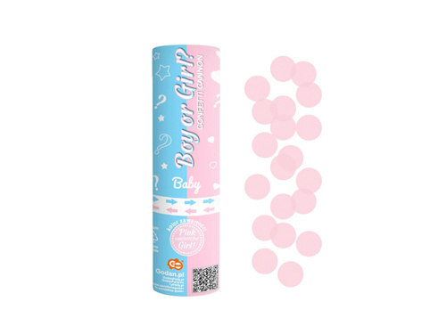 Fiú vagy lány lövőcső? rózsaszín konfettivel - 15 cm - 1 db.