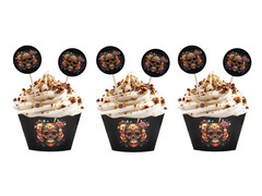 Dia de los muertos cupcake dekorációs készlet - 12 db.