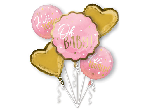 Csokor Oh Baby fólia léggömbök! rózsaszín - 1 készlet.
