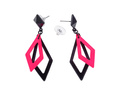 Rombusz fülbevaló rózsaszín és fekete