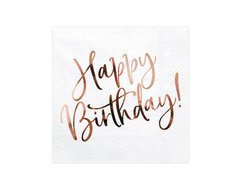 Boldog születésnapot szalvéta rózsaszín arany - 33 cm - 20 db.