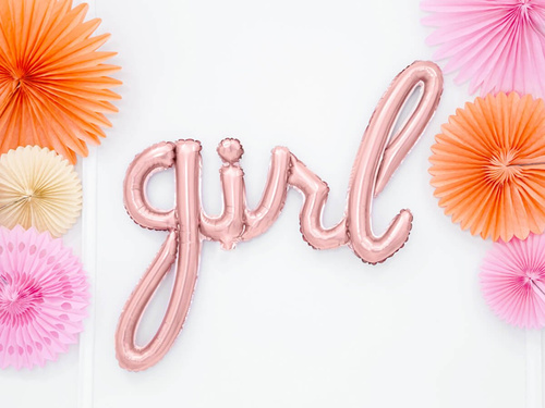 Fólia lufi rózsaszín arany Lány szó - 77 x 70 cm
