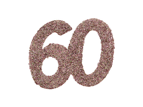 Glitter asztali dekoráció szám 60 rózsaszín arany - 6 cm - 6 db.